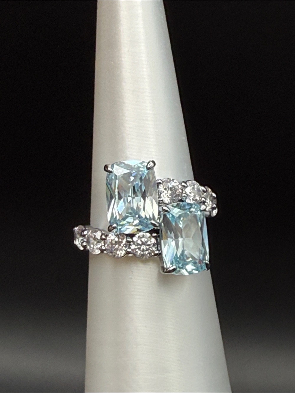 Bomb Party It’s The Glam For Me Aquamarine CZ Ring Size 6 Hematite